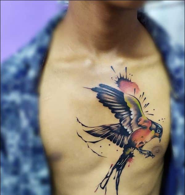 chest tattoos birds