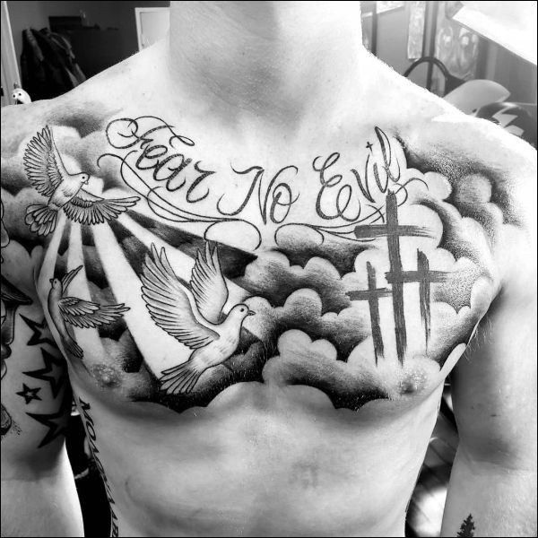 chest tattoos clouds