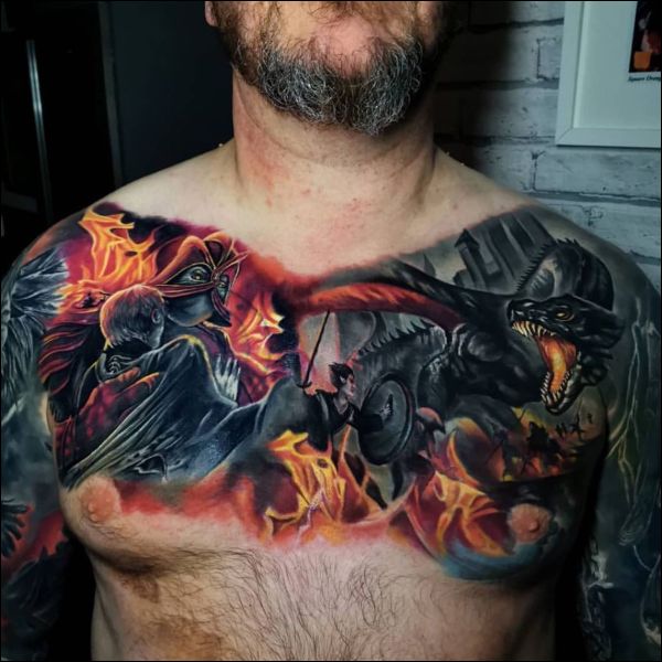 colorful chest tattoos