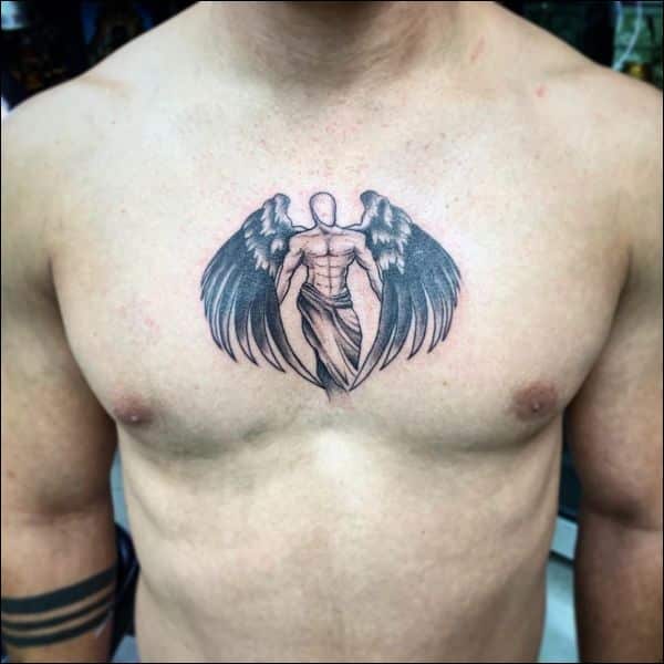 angel chest tattoos