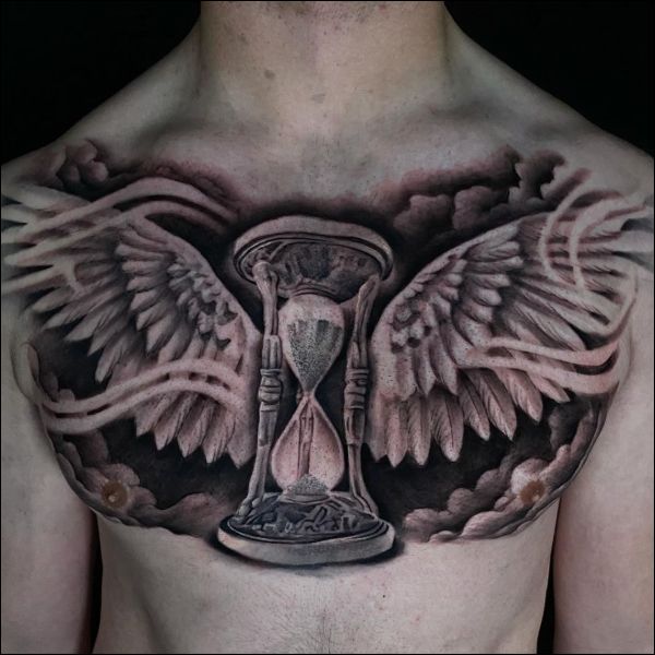 wings chest tattoos