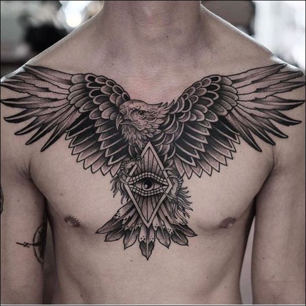 birds chest tattoos