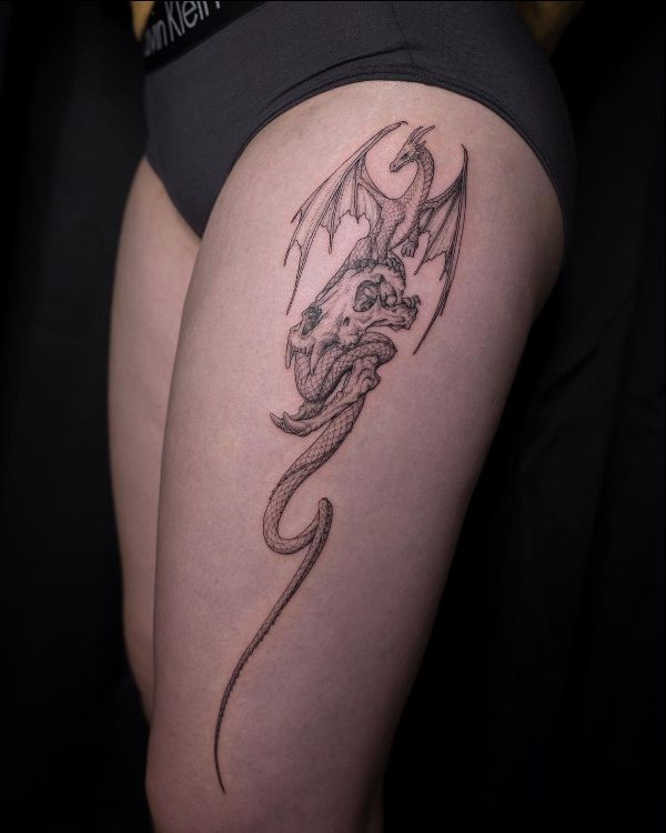 dragon tattoos leg