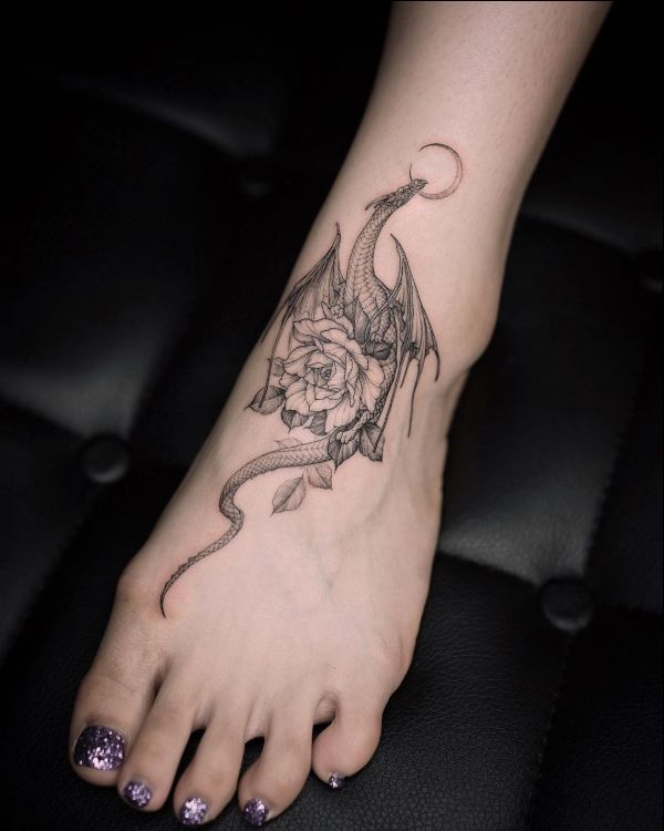 feet dragon tattoos