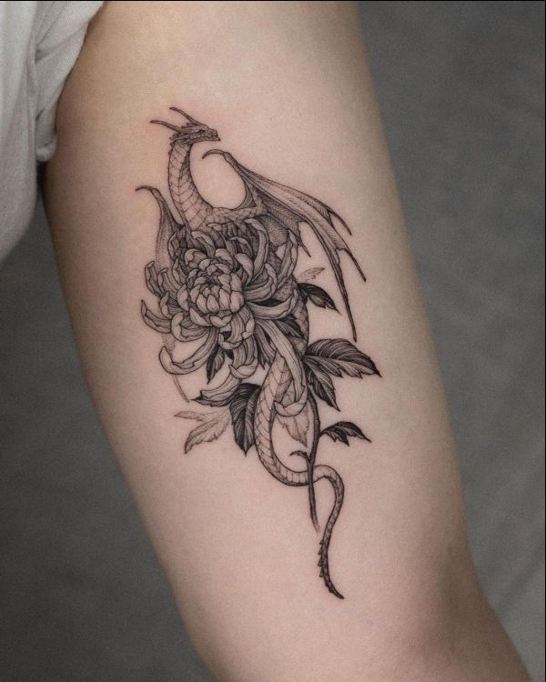 dragon tattoos on arm for girl
