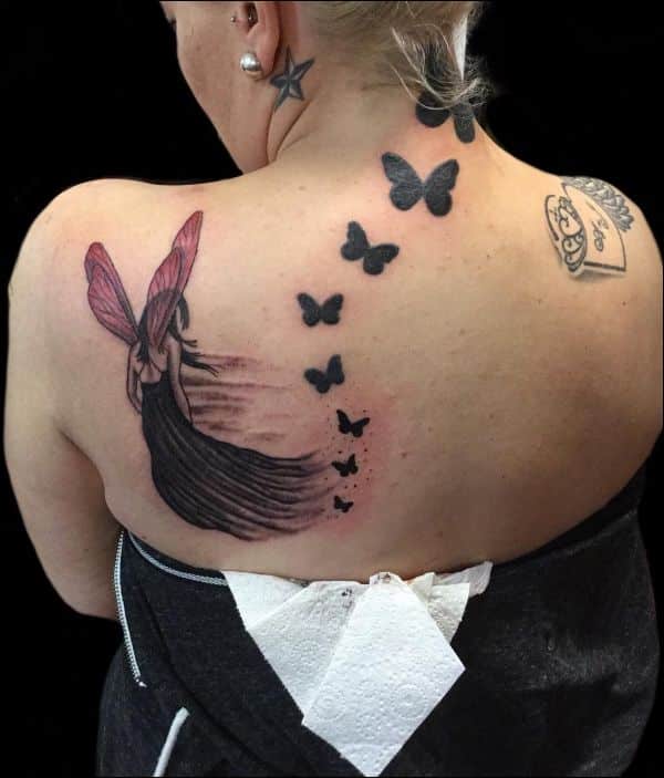 full back fairy angel tattoos