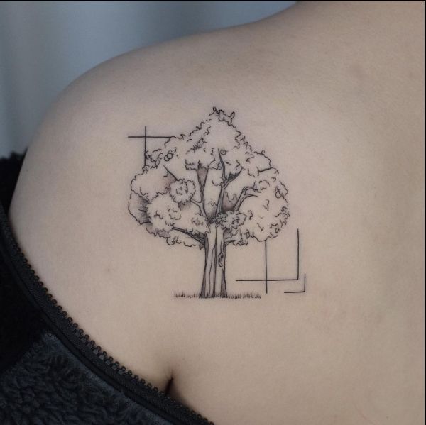 tree tattoos upper back