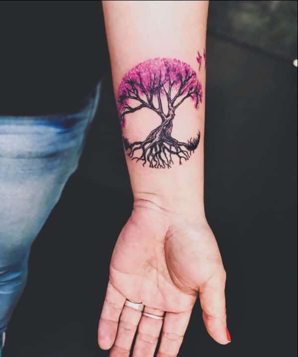 tree tattoos on wrist