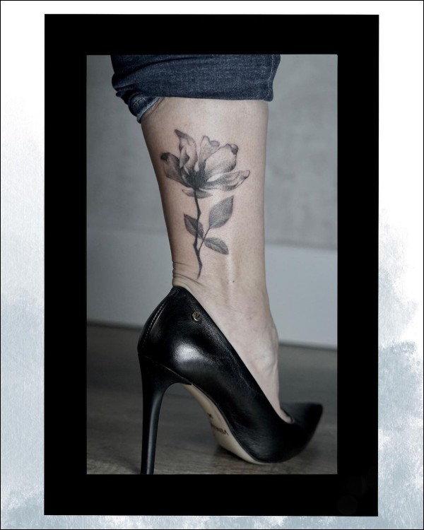 California Poppy flower tattoo on ankle