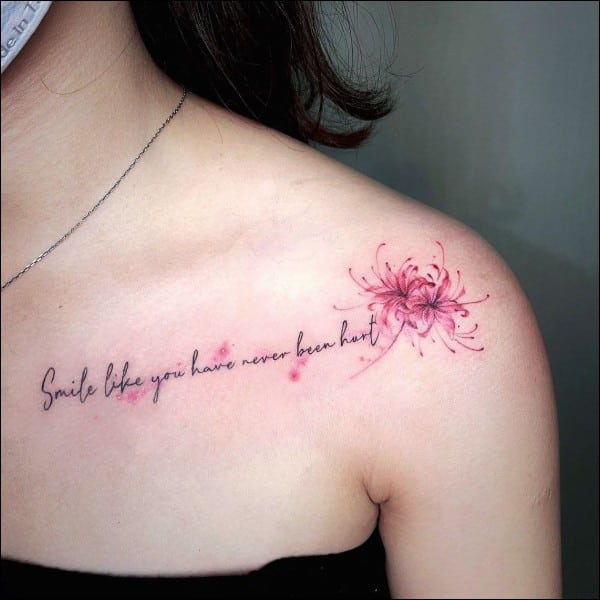 Bee Balm Flower tattoo with quotes