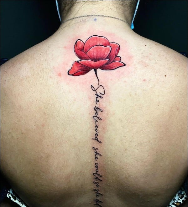 flower spine tattoos