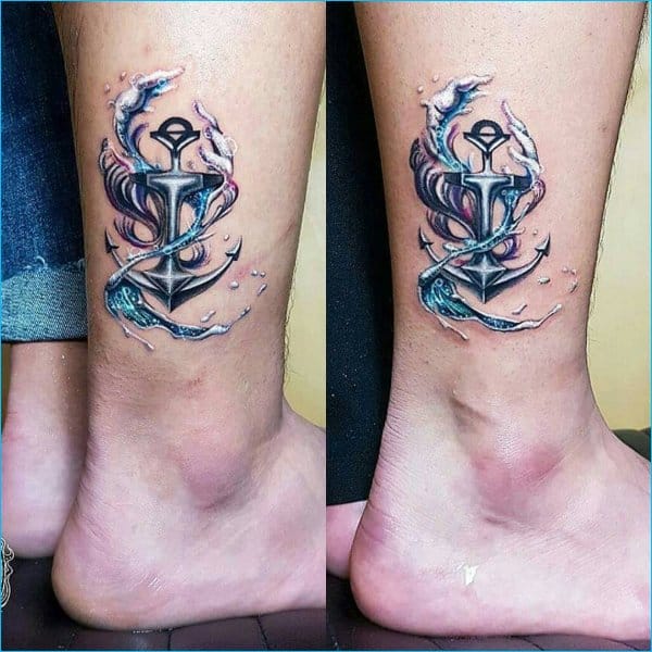 anchor tattoos with ribbons