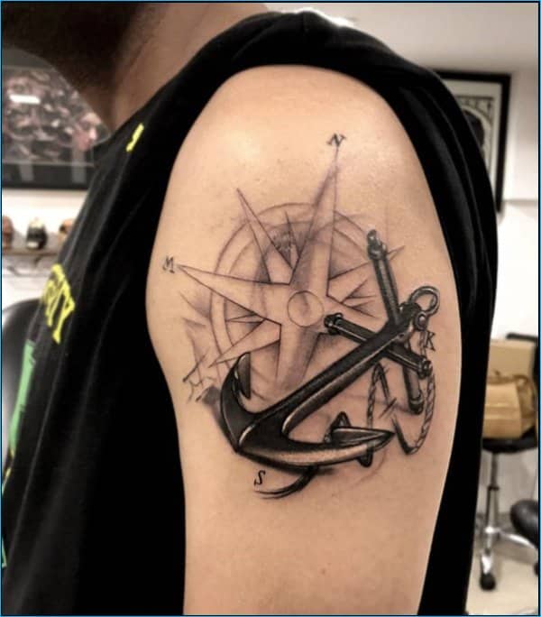 3d anchor tattoos with compass