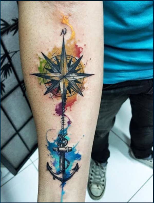 watercolor anchor tattoos for men