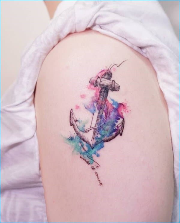 watercolor anchor tattoos for girls
