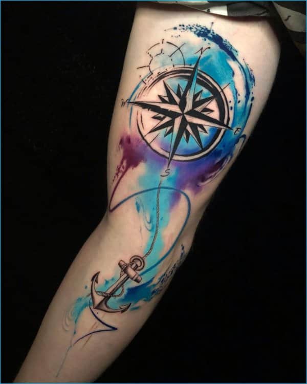 anchor tattoos spiritual with compass