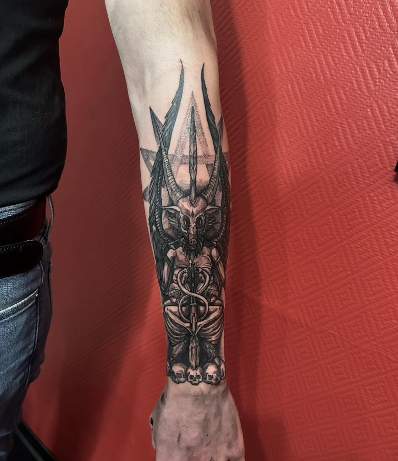Baphomet Tattoo forearm