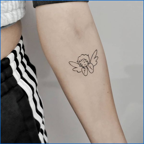 cupid angel tattoos forearm