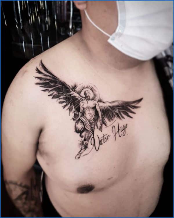 angel tattoos for men on chest