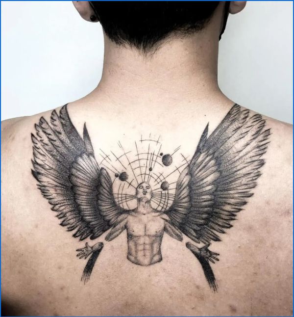 angel tattoos for females on back