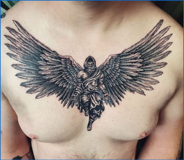 beautiful angel tattoos on chest