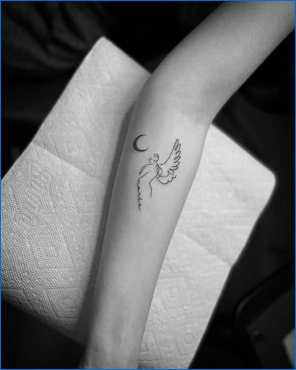 small angel tattoos for females