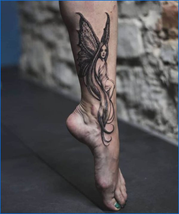 beautiful angel tattoos on legs