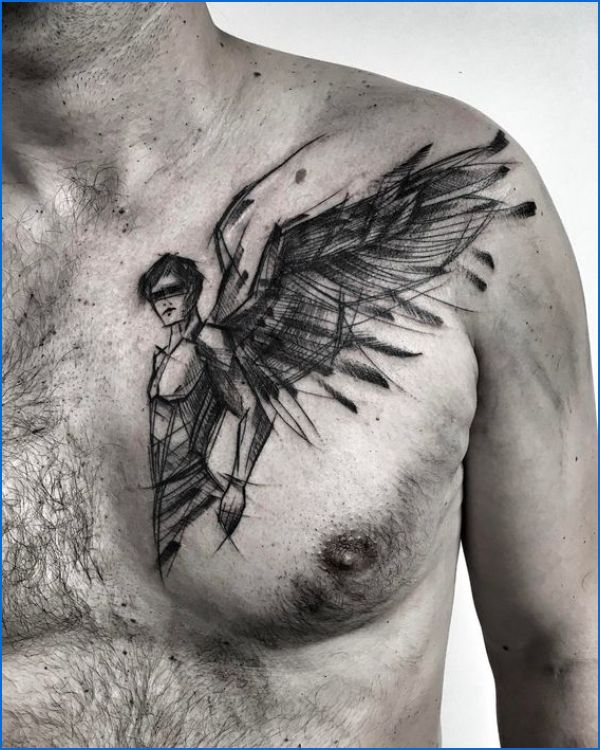 angel tattoos for men on chest