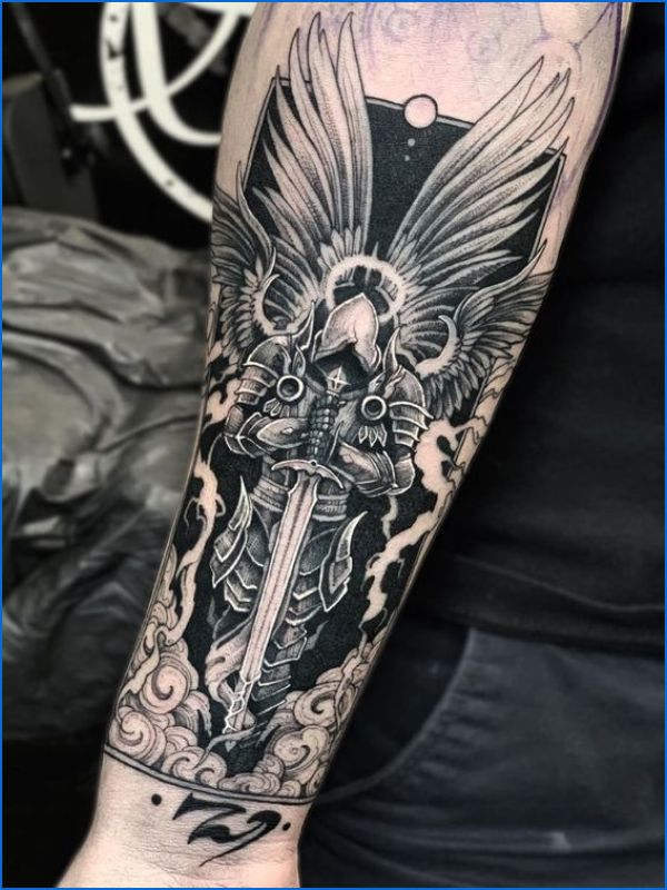 warrior angel tattoos for arms