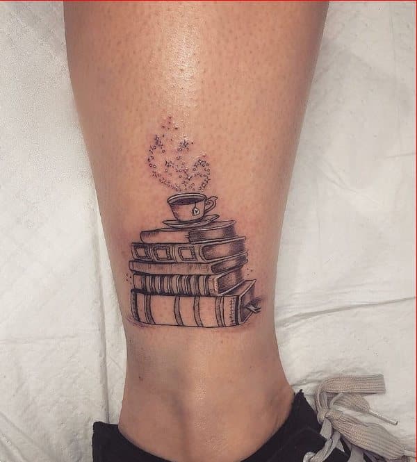 book tattoos on legs