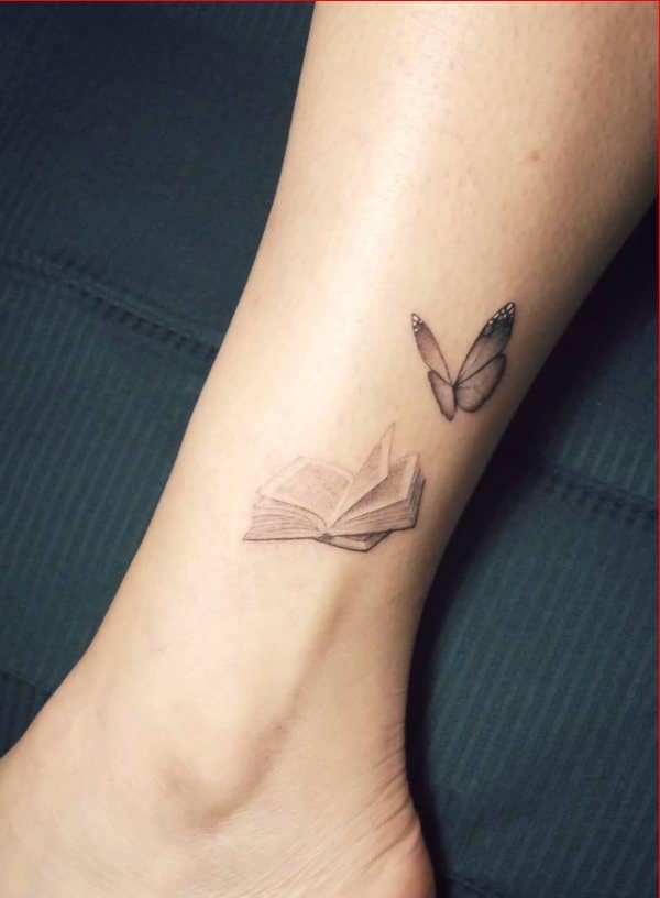 book tattoos with butterfly
