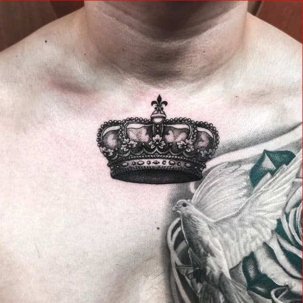 chest crown tattoos for men