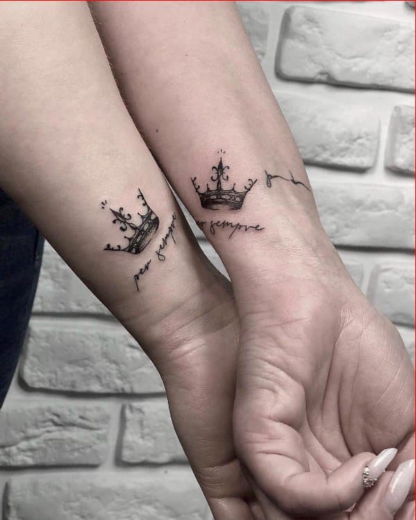 matching crown tattoos