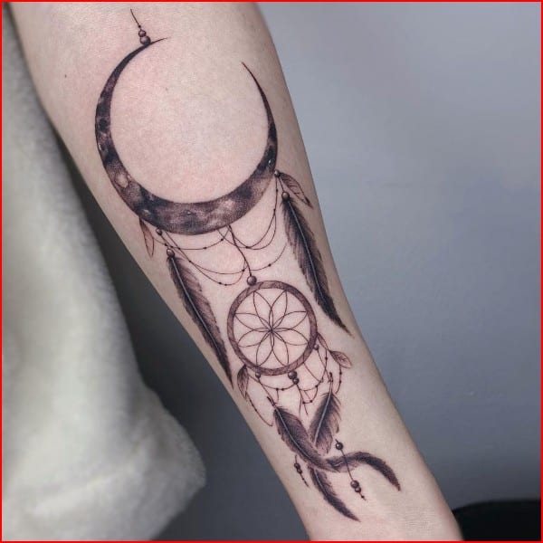 moon dreamcatcher tattoo