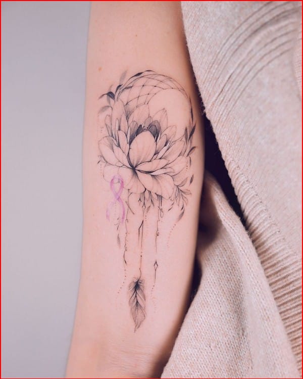 dreamcatcher tattoos with lotus flower