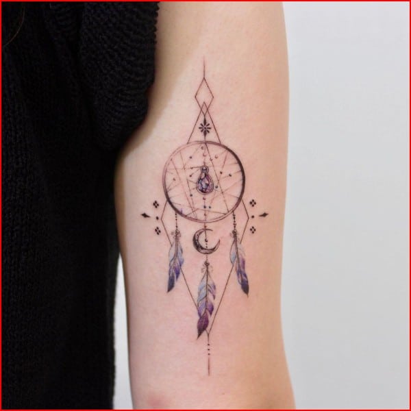 lovely simple dreamcatcher tattoo