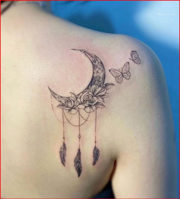 dreamcatcher tattoo designs with moon
