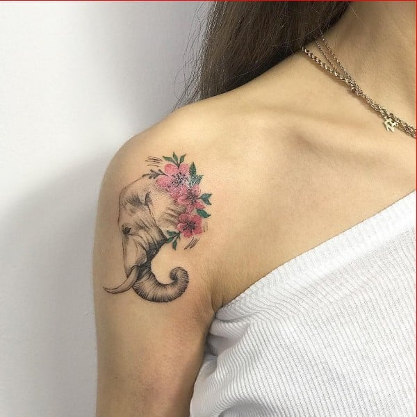 shoulder elephant tattoos
