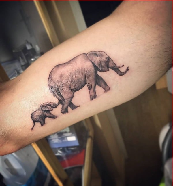 elephant tattoos for mother and daughter