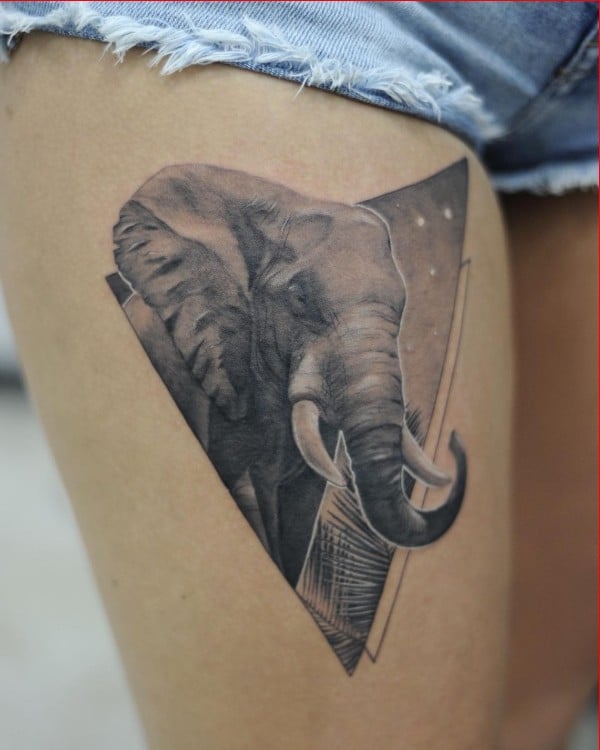 elephant tattoos thigh