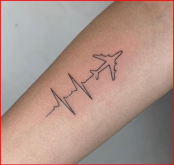 heartbeat tattoos with aeroplane