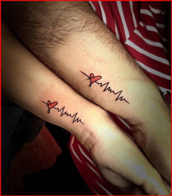 couple heartbeat tattoos ideas
