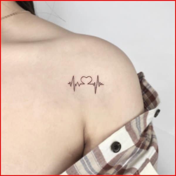 heartbeat tattoos over shoulder
