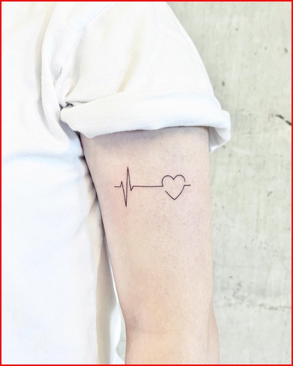 cute heartbeat tattoos for men on arms