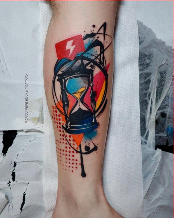 watercolor hourglass tattoos