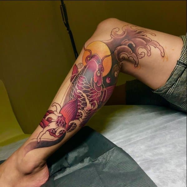 koi fish tattoo full leg