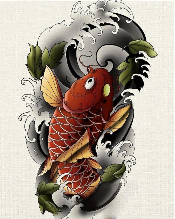 koi fish Japanese tattoo flash