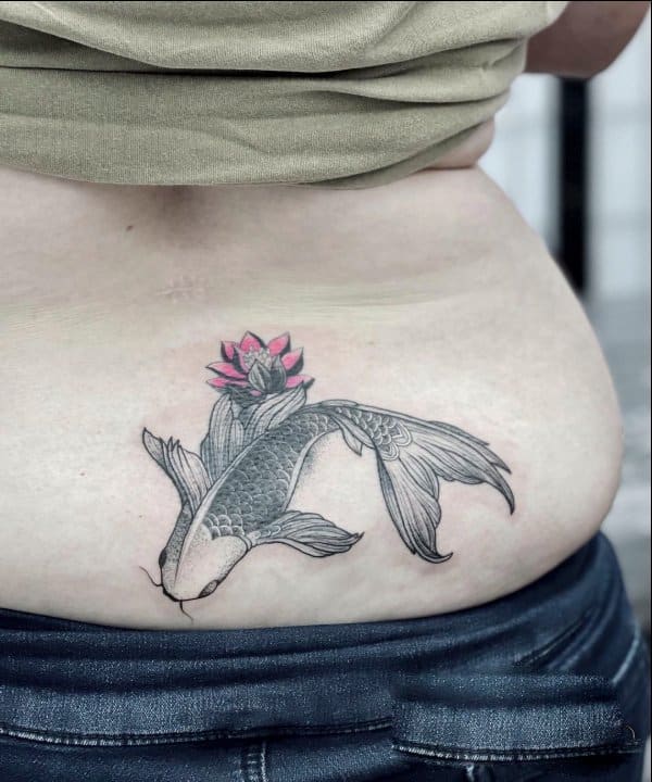 koi fish tattoo lower back piece