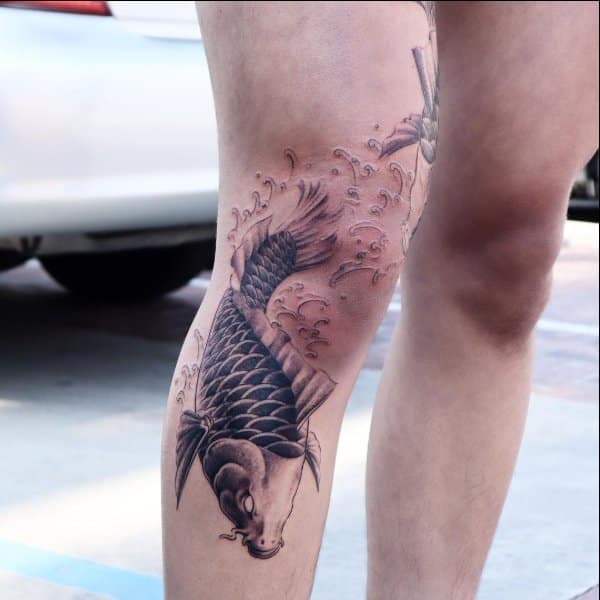 koi fish tattoo leg