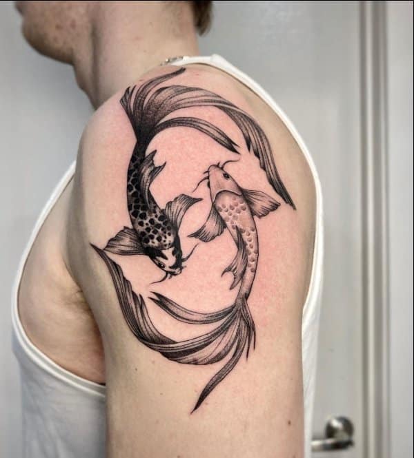 koi fish tattoo design upper arm